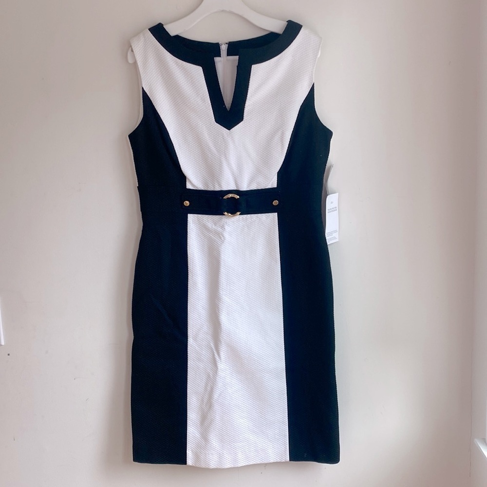NWT Tahari black and white sheath dress